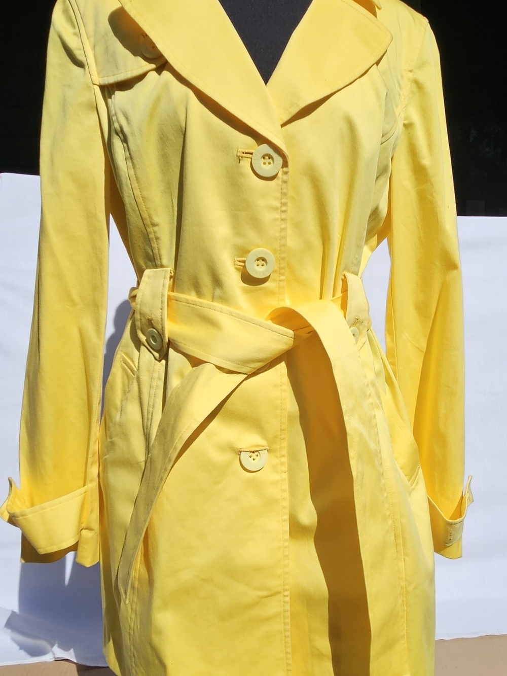 A/LINE Sky Bright Yellow for W Belted Trench Coat Sz M perfect For Any Occasions - Picture 2 of 14